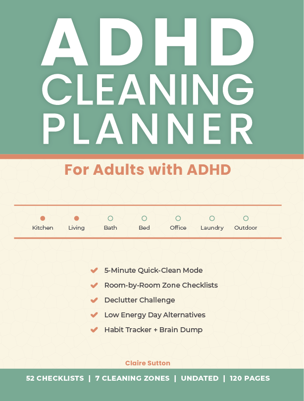 ADHD Cleaning and Organizing Planner for Adults — book cover by Claire Sutton